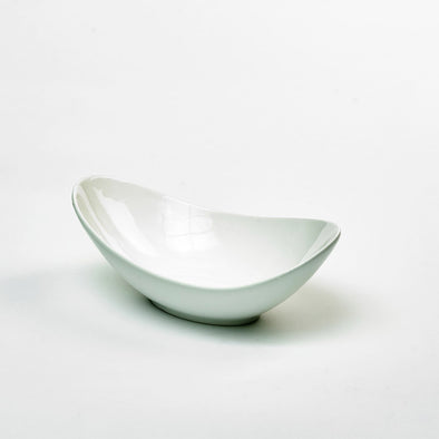 Classic White Porcelain Large Deep Curved Salad Bowl