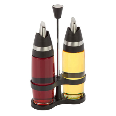 Drip-Free Oil and Vinegar Set with Holder (3-Piece)