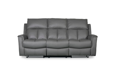 Bergamo Leather 3 Seater Recliner Sofa-Dark Grey - DE.L