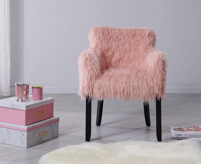 Heavy Shag Faux Sheepskin Tub Chair-Pink - DE.L