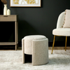 43cm Taupe Chenille Round Stool – Upholstered Accent Stool for Bedroom, Living Room & Dressing Area - L.H. (FN188-00-TP)