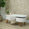 45.5cm White Boucle Storage Bench with Wooden Legs – Modern Upholstered Ottoman Seat with Hidden Storage - L.H. (FN186-00-WH)