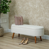 45.5cm White Boucle Storage Bench with Wooden Legs – Modern Upholstered Ottoman Seat with Hidden Storage - L.H. (FN186-00-WH)