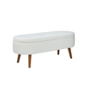 45.5cm White Boucle Storage Bench with Wooden Legs – Modern Upholstered Ottoman Seat with Hidden Storage - L.H. (FN186-00-WH)