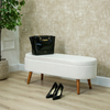 45.5cm White Boucle Storage Bench with Wooden Legs – Modern Upholstered Ottoman Seat with Hidden Storage - L.H. (FN186-00-WH)