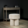 Modern 47.5cm Beige Chenille Round Stool | Padded Footrest & Ottoman - L.H. (FN189-00-BG)