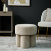 Modern 47.5cm Beige Chenille Round Stool | Padded Footrest & Ottoman - L.H. (FN189-00-BG)