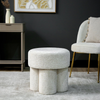 Modern 47.5cm Ivory Chenille Round Stool | Padded Accent Ottoman - L.H. (FN189-00-IV)
