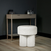 Modern 47.5cm Ivory Chenille Round Stool | Padded Accent Ottoman - L.H. (FN189-00-IV)