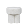 Modern 47.5cm Ivory Chenille Round Stool | Padded Accent Ottoman - L.H. (FN189-00-IV)