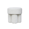 Modern 47.5cm Ivory Chenille Round Stool | Padded Accent Ottoman - L.H. (FN189-00-IV)