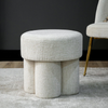 Modern 47.5cm Ivory Chenille Round Stool | Padded Accent Ottoman - L.H. (FN189-00-IV)