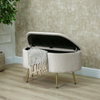 48cm Beige Velvet Storage Bench with Gold Legs – Modern Upholstered Ottoman Seat with Hidden Storage - L.H. (FN185-00-BG)