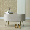 48cm Beige Velvet Storage Bench with Gold Legs – Modern Upholstered Ottoman Seat with Hidden Storage - L.H. (FN185-00-BG)