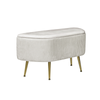 48cm Beige Velvet Storage Bench with Gold Legs – Modern Upholstered Ottoman Seat with Hidden Storage - L.H. (FN185-00-BG)