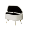 48cm Beige Velvet Storage Bench with Gold Legs – Modern Upholstered Ottoman Seat with Hidden Storage - L.H. (FN185-00-BG)