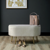 48cm Beige Velvet Storage Bench with Gold Legs – Modern Upholstered Ottoman Seat with Hidden Storage - L.H. (FN185-00-BG)