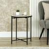 55cm Black Metal End Table with Travertine Marble Top - L.H. (MF466-00-MBL-BL)