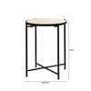 55cm Black Metal End Table with Travertine Marble Top - L.H. (MF466-00-MBL-BL)