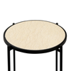 55cm Black Metal End Table with Travertine Marble Top - L.H. (MF466-00-MBL-BL)