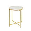 55cm Gold Metal End Table with White Marble Top - L.H. (MF466-00-MBL-GD)