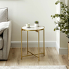 55cm Gold Metal End Table with White Marble Top - L.H. (MF466-00-MBL-GD)