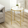 55cm Gold Metal End Table with White Marble Top - L.H. (MF466-00-MBL-GD)