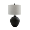 61cm Black Ceramic Table Lamp with Grey Linen Shade - L.H. (CT579-00-LIN-BLGY)