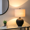 61cm Black Ceramic Table Lamp with Grey Linen Shade - L.H. (CT579-00-LIN-BLGY)