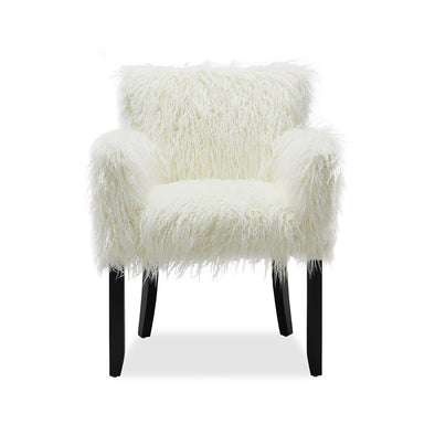 Heavy Shag Faux Sheepskin Tub Chair-White - DE.L