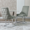 Casas Grey Velvet Dining Chair with Chrome Legs - L.H. (FN180-00-GYCH)