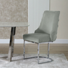 Casas Grey Velvet Dining Chair with Chrome Legs - L.H. (FN180-00-GYCH)