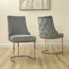 Casas Grey Velvet Dining Chair with Chrome Legs - L.H. (FN180-00-GYCH)