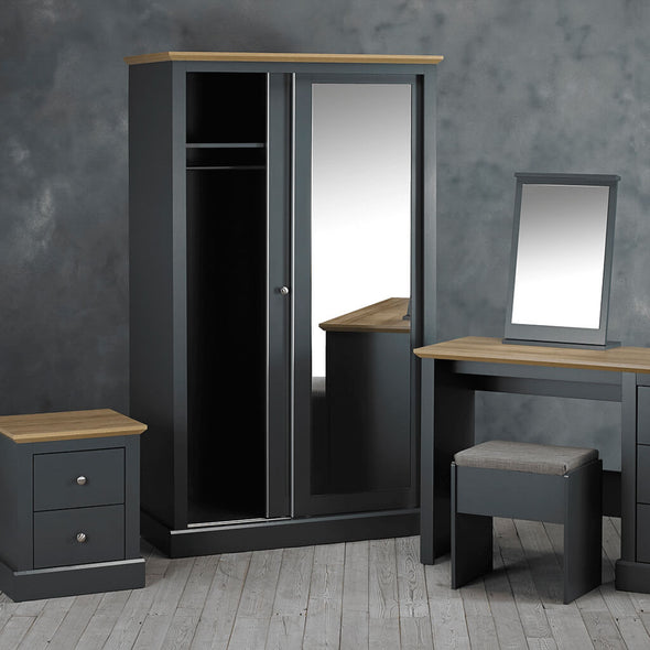 Devon Charcoal Double Sliding Wardrobe (DEVSLID2DCHA*) - L.P.D