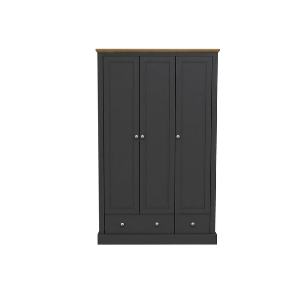 Devon Charcoal Triple Wardrobe (DEVROBE3DCHA*) - L.P.D