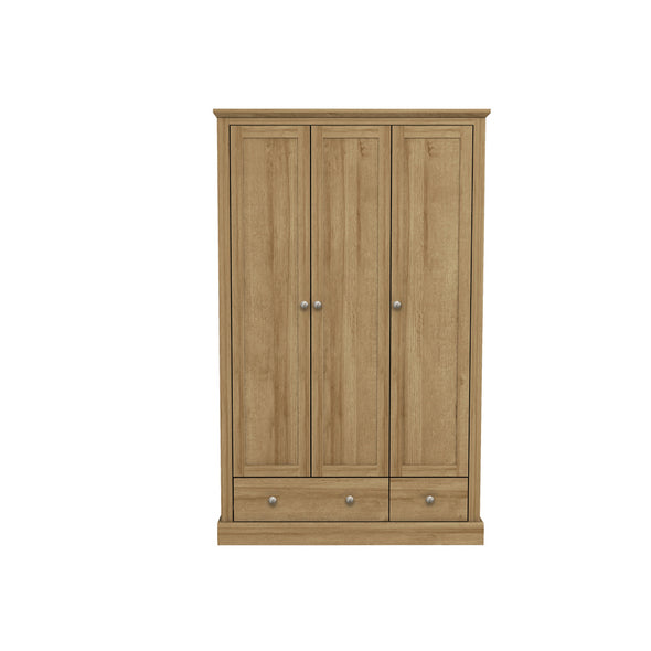 Devon Oak Triple Wardrobe (DEVROBE3DOAK*) - L.P.D