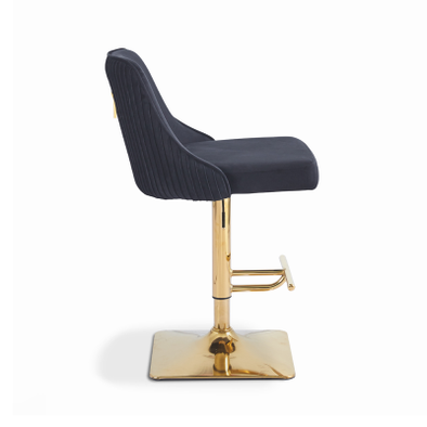 Eris Black Velvet Bar Stool with Gold Legs - L.H. (FN179-00-BLGD)
