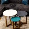 Jasper Aqua, Steel Blue, White & Solid Oak Side Tables (JASNEST) - L.P.D