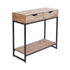 Mirelle Console Table Solid Oak Black Metal Frame (MIRCONSBLA) - L.P.D