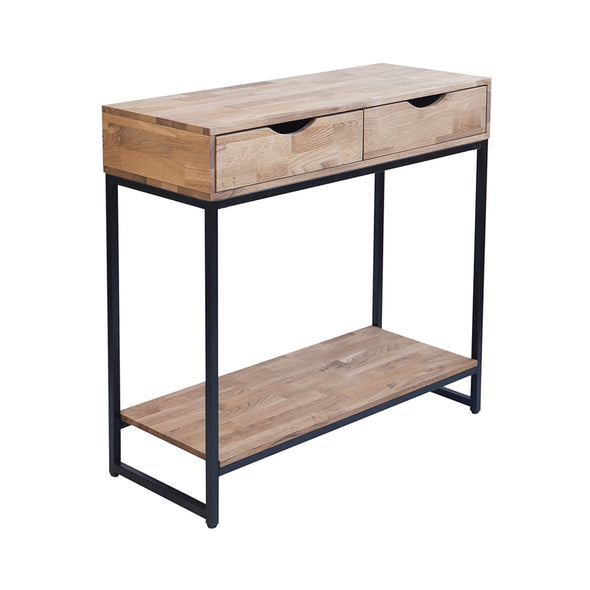 Mirelle Console Table Solid Oak Black Metal Frame (MIRCONSBLA) - L.P.D