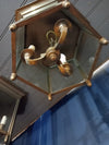 Pair of brass three lamp ceiling lights- D.L