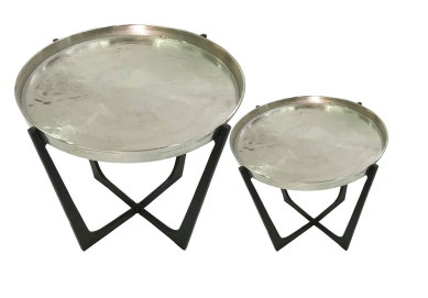 Rohan Set of 2 Black and Nickel Nesting Tables - C.M