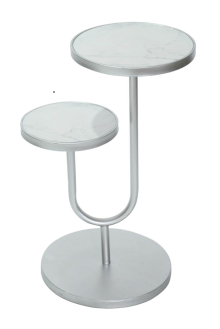 Edessa Silver And White Side Table - C.M