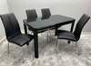 Morano Dining Set Black with 4 Black/White Carlo Chairs - A.S