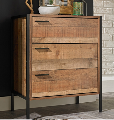 HOXTON 3 DRAWER CHEST DISTRESSED OAK EFFECT - L.P