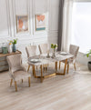 Sorrento Oval 180cm Ceramic Gold Table with 4 set of chairs- ASR