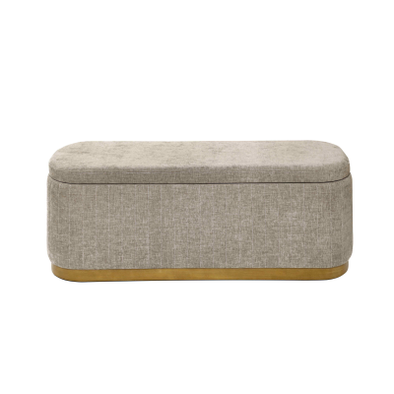 122cm Wide Taupe Linen Storage Bench - L.H. (FN183-00-TP)