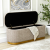 122cm Wide Taupe Linen Storage Bench - L.H. (FN183-00-TP)