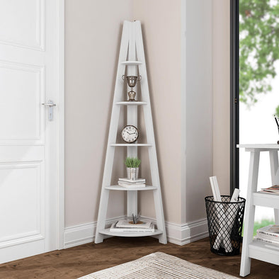 Tiva White Corner Ladder Shelving (TIVAWHICOR) - L.P.D