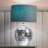 47cm Silver Glass Table Lamp With Grey Shade - LH